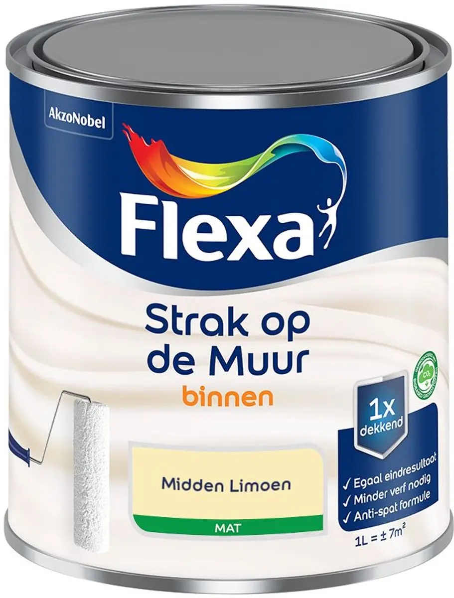 Flexa Strak Op De Muur Binnen Mat Midden Limoen Mengverf 1L