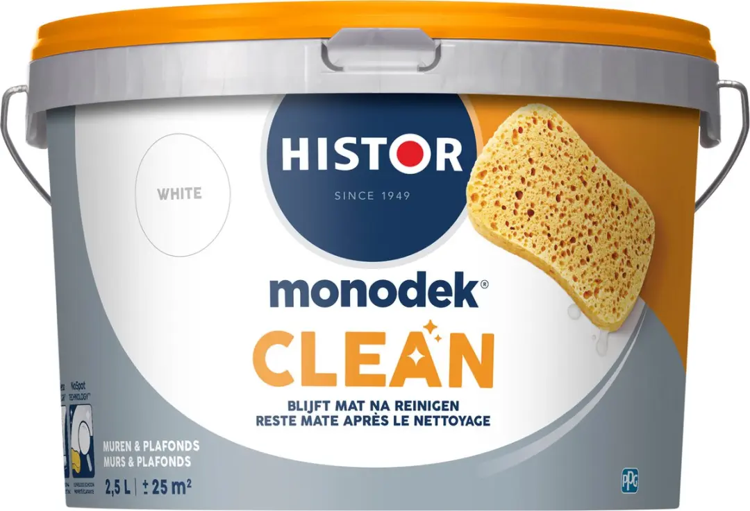 Histor Monodek Clean Muurverf Mat Wit 2,5L
