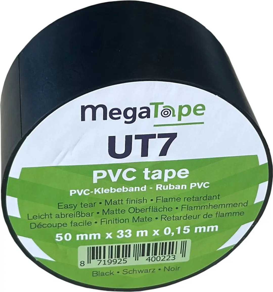 Kortpack Megatape UT7 PVC Isolatietape 50mm x 33m - 3 Rollen