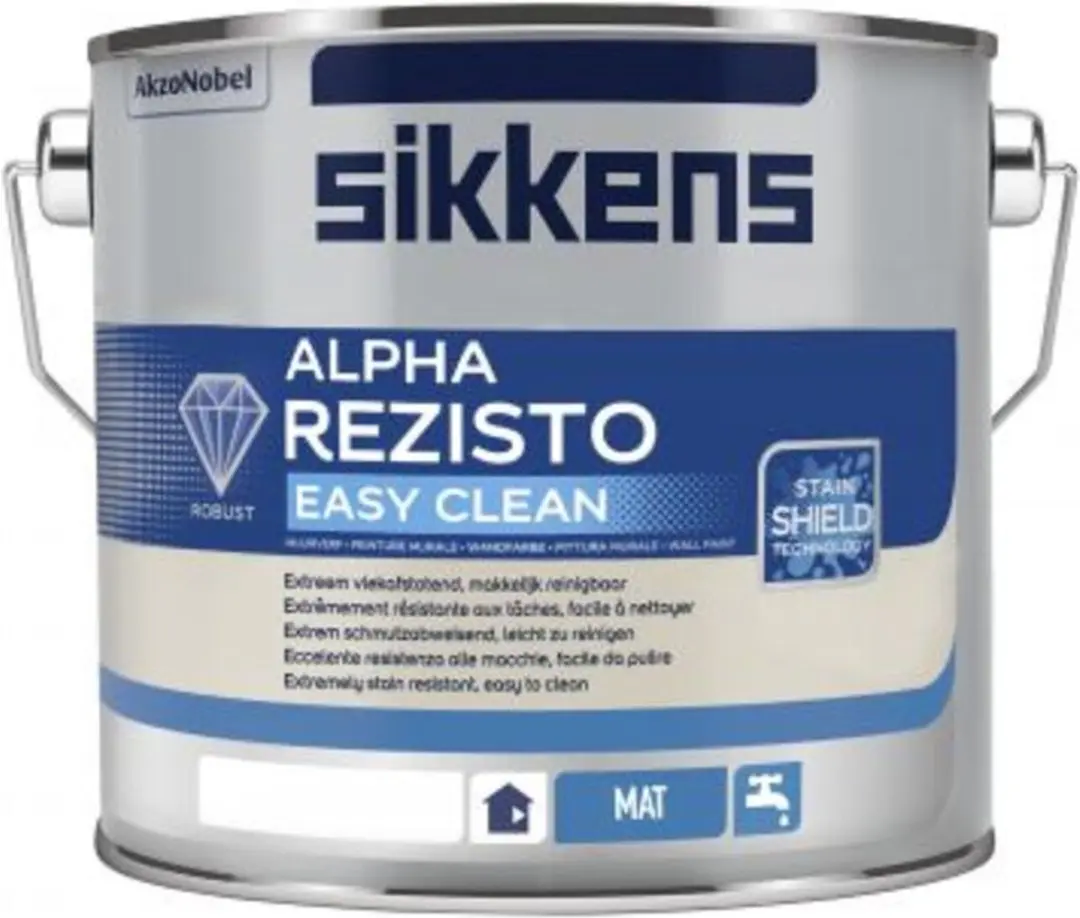 Sikkens Alpha Rezisto Easy Clean Muurverf 2,5L - Ral 9010 Zuiver Wit
