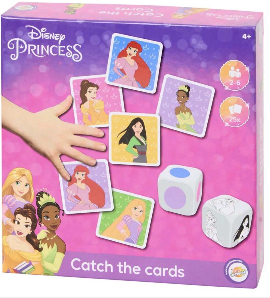 Bordspel 'Catch The Cards' - Editie: Disney Princess - Familiespel / Bord Spel / Kaartspel - 2 tot 6 spelers - Vanaf 3 Jaar - Hoge Kwaliteit - Disney Bordspel - Cadeau voor Jongens & Meisjes - Dobbelspel - Verzamel Ze Allemaal! - Kinderen