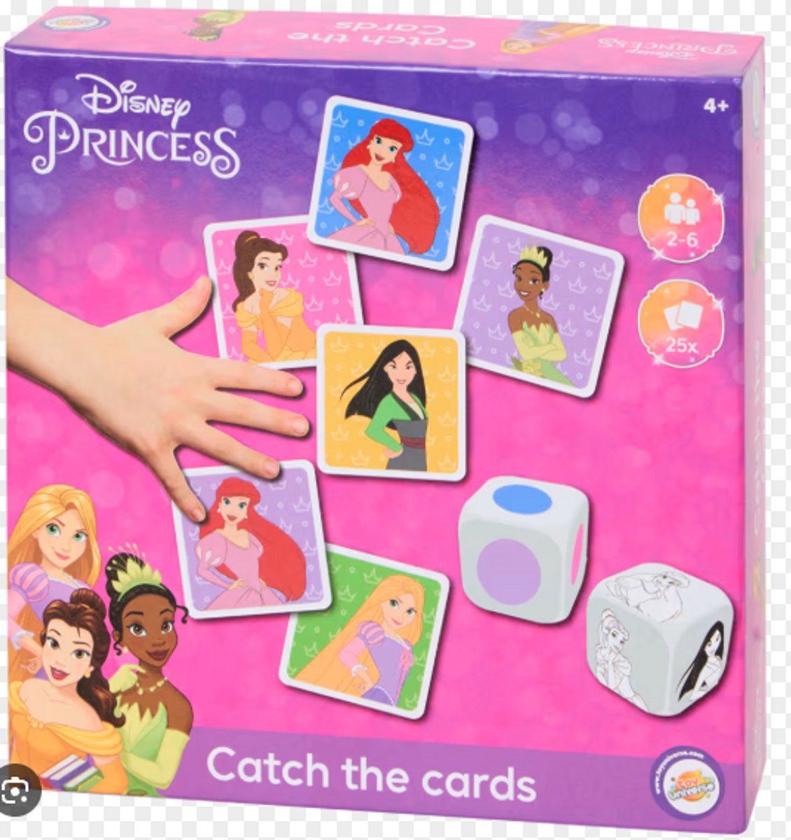 Bordspel 'Catch The Cards' - Editie: Disney Princess - Familiespel / Bord Spel / Kaartspel - 2 tot 6 spelers - Vanaf 3 Jaar - Hoge Kwaliteit - Disney Bordspel - Cadeau voor Jongens & Meisjes - Dobbelspel - Verzamel Ze Allemaal! - Kinderen