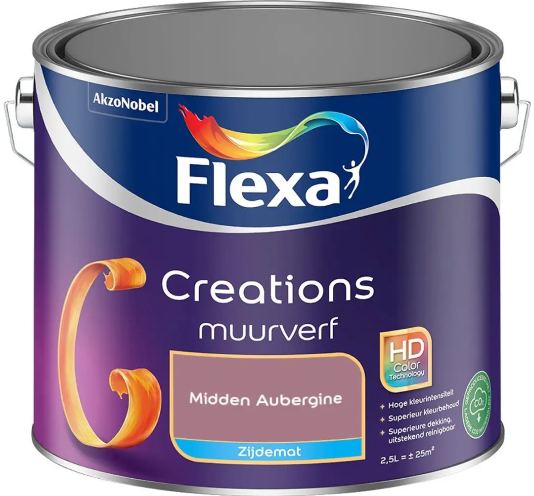 Flexa Creations Muurverf Zijdemat Midden Aubergine 2,5L