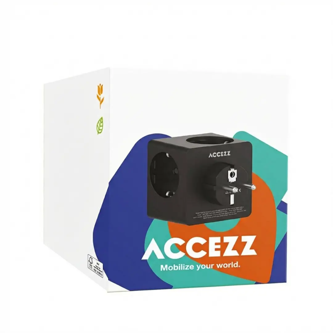 Accezz Verdeelstekker USB A+C 3 Stopcontacten 4000W - Zwart