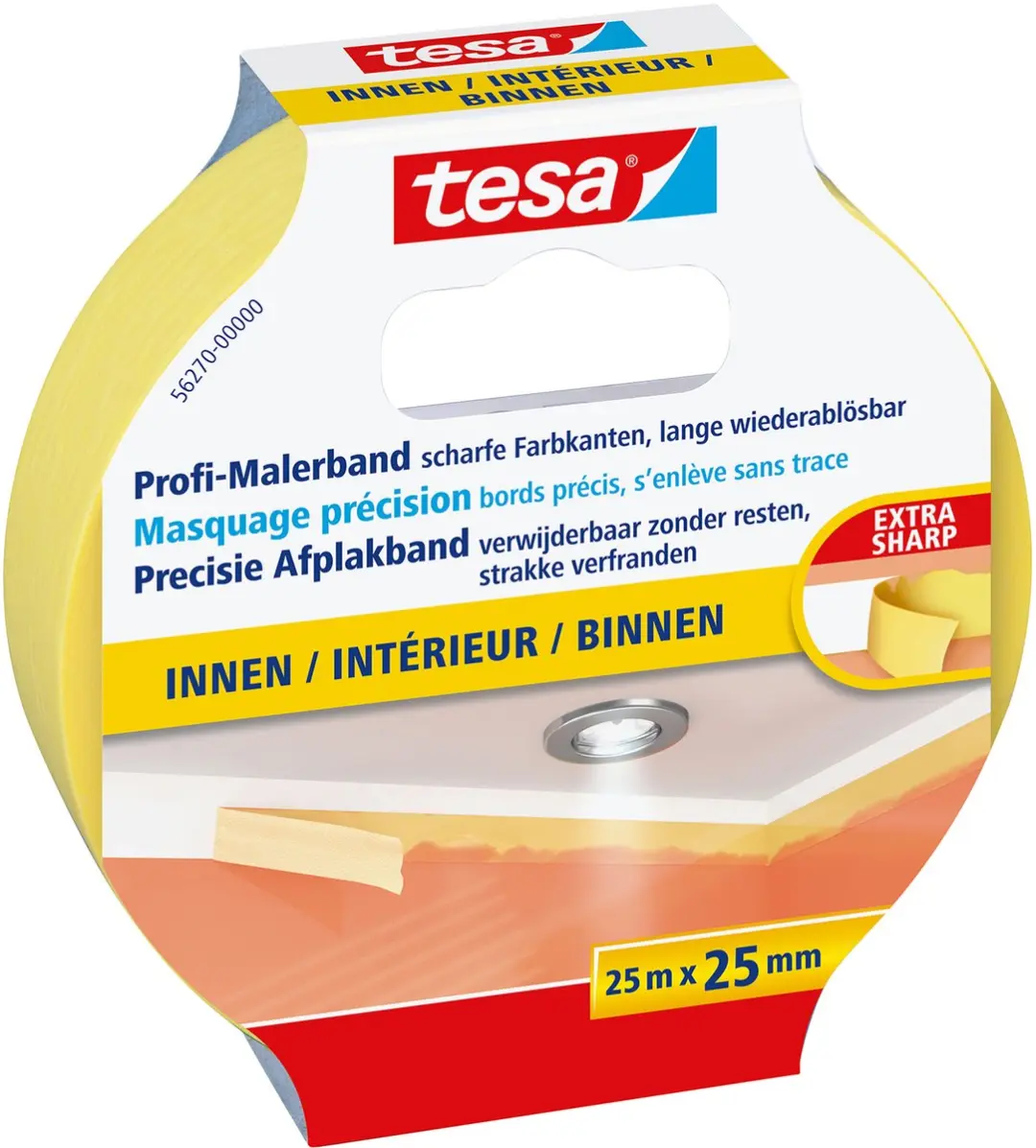 Tesa Precision Indoor 56270-00000-01 Maskeertape - Geel 25m x 25mm