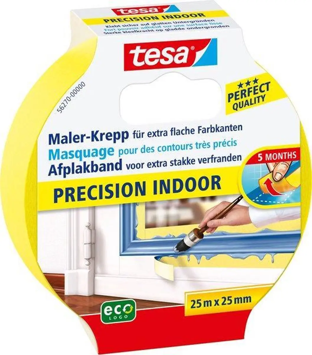 Tesa Precision Indoor 56270-00000-01 Maskeertape - Geel 25m x 25mm - afbeelding 6 van 6