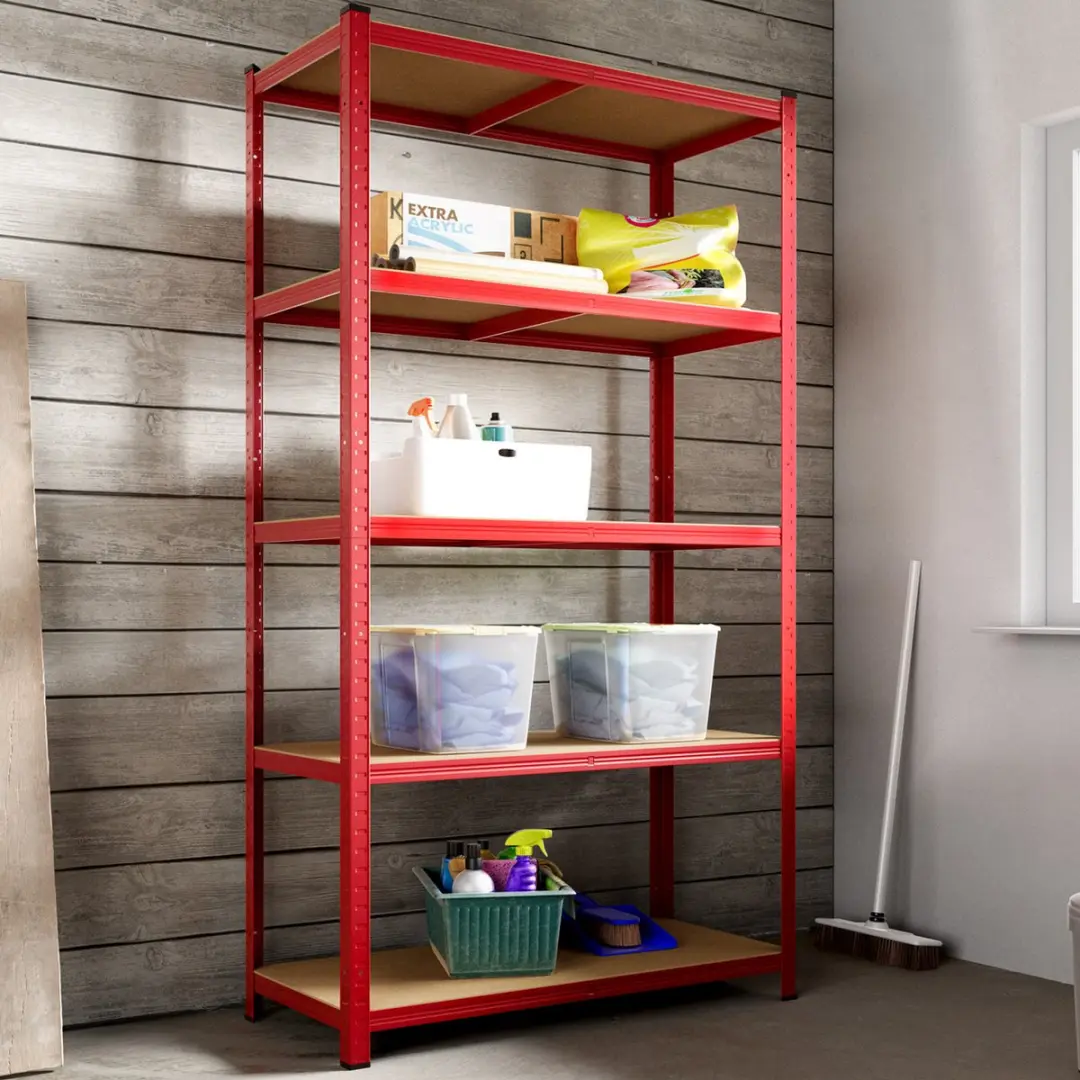 Monzana Stellingkast Metaal 5 Planken 180x90x40cm - Rood