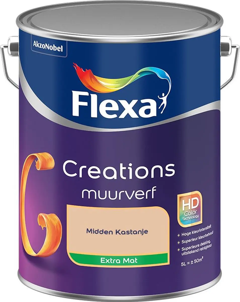 Flexa Creations Muurverf Extra Mat Midden Kastanje 5L