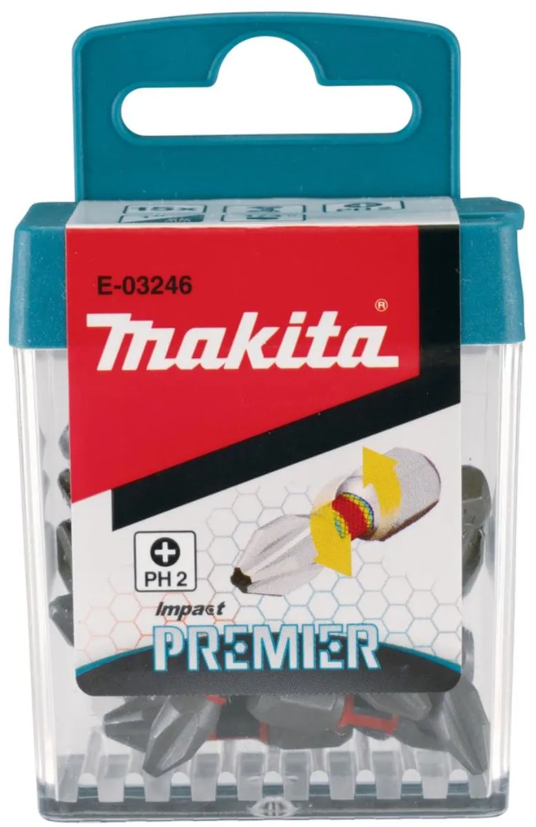 Makita Slagschroefbits PH2x25mm E-03246 - 1 Stuk - Rood/Zwart