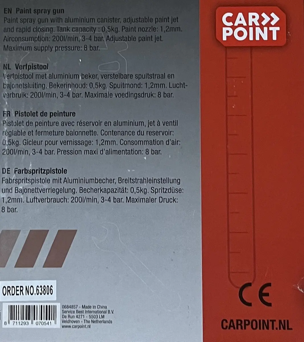 Carpoint Verfpistool 0,5L - 1,2mm Wit