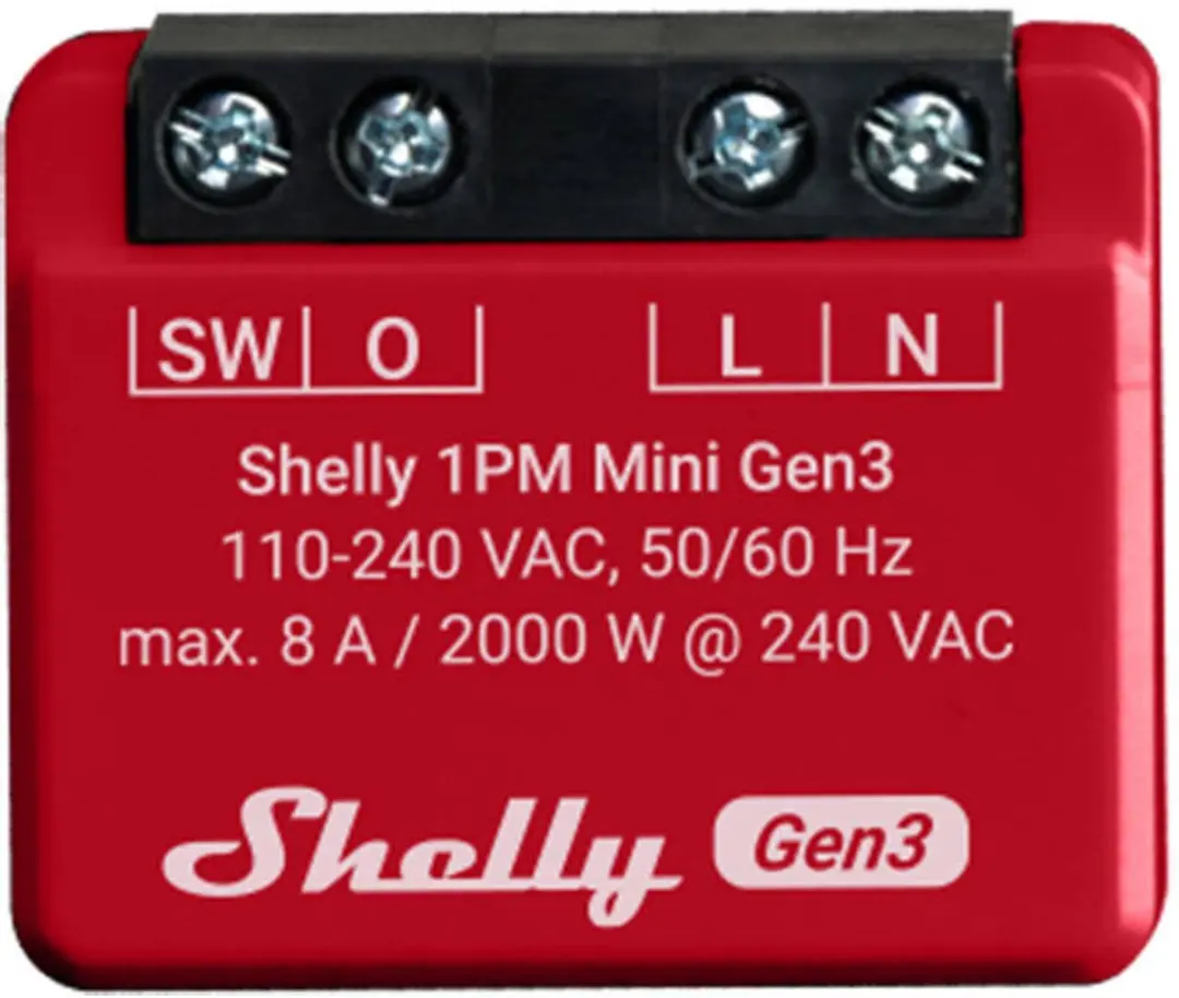 Shelly 1PM Mini Gen3 Controller - Zonwering - Transparent