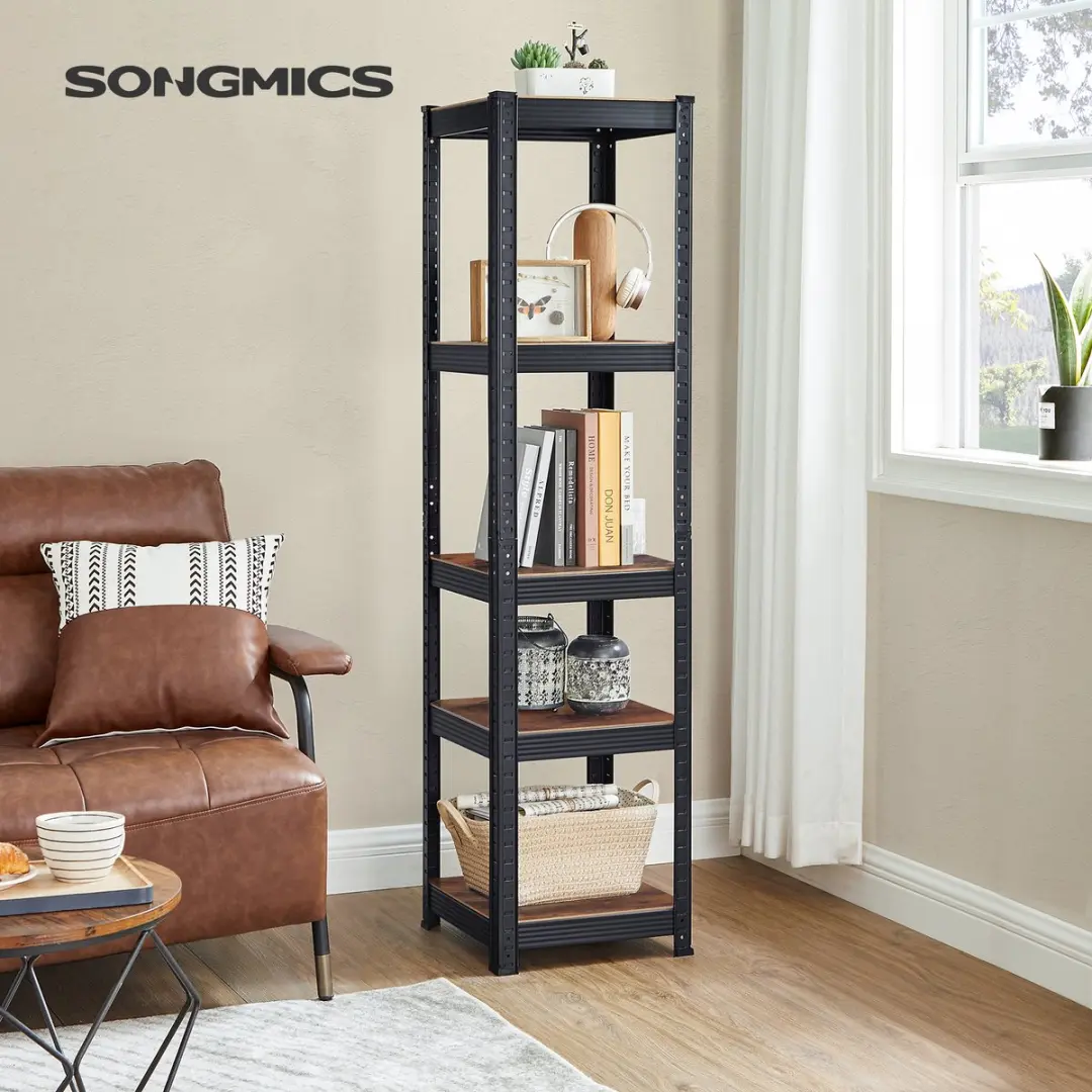 Songmics Stellingkast 5 Verstelbare Planken - 875 kg - Vintagebruin-Zwart - afbeelding 3 van 4