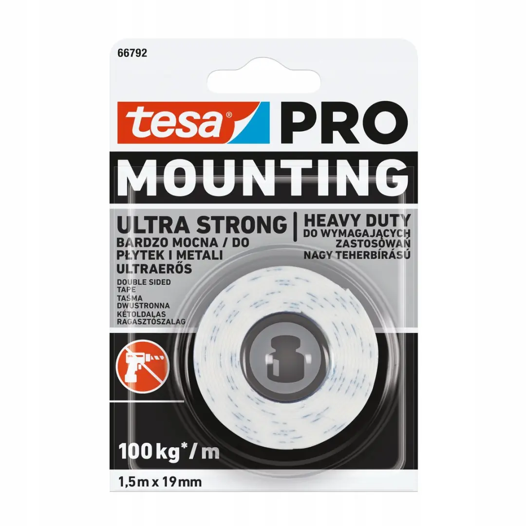 Tesa Mounting-Pro Serie Dubbelzijdige Montagetape 1.5m x 19mm