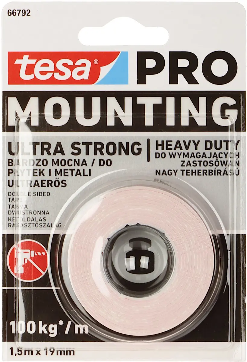 Tesa Mounting-Pro Serie Dubbelzijdige Montagetape 1.5m x 19mm - Wit