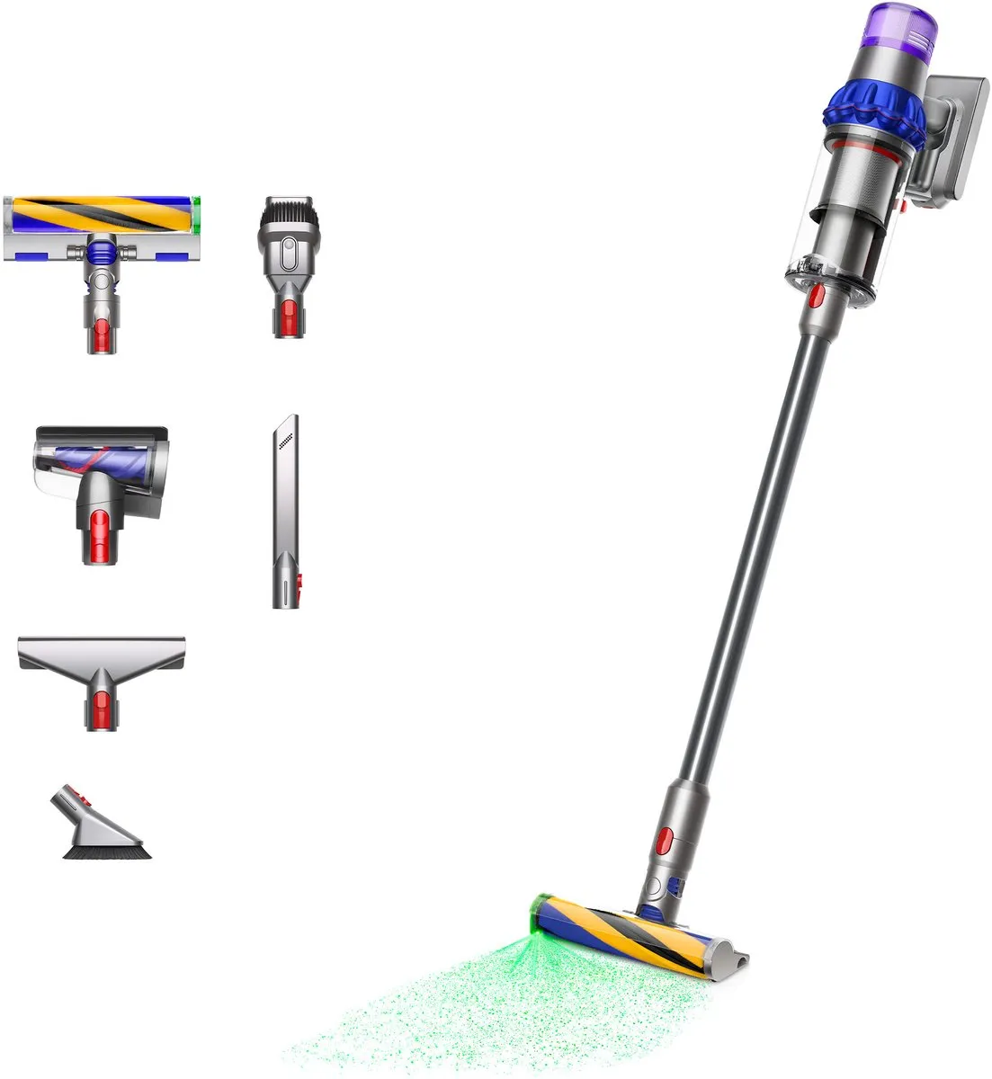 Dyson V15 Detect Fluffy - Steelstofzuiger - Nikkel/Blauw - 230 Air Watts - Zachte vloerborstel