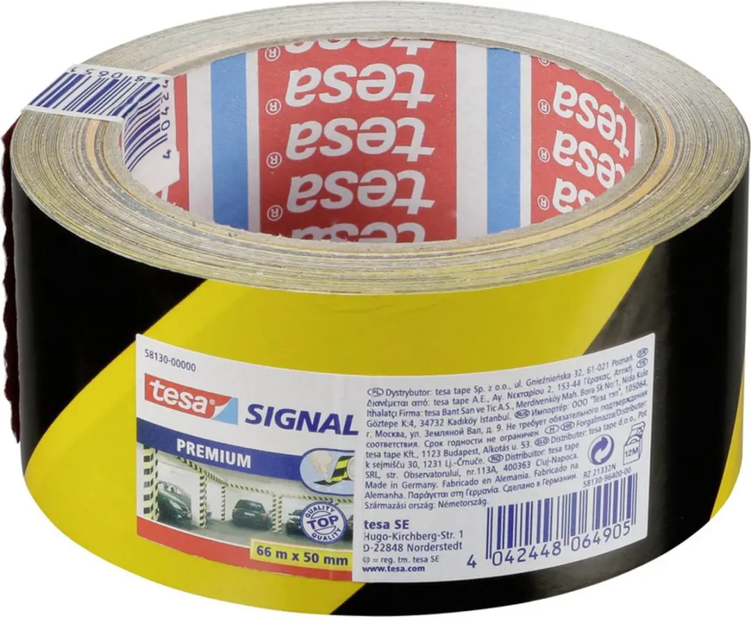 Tesa Afzettape Geel/Zwart 6cm x 66m