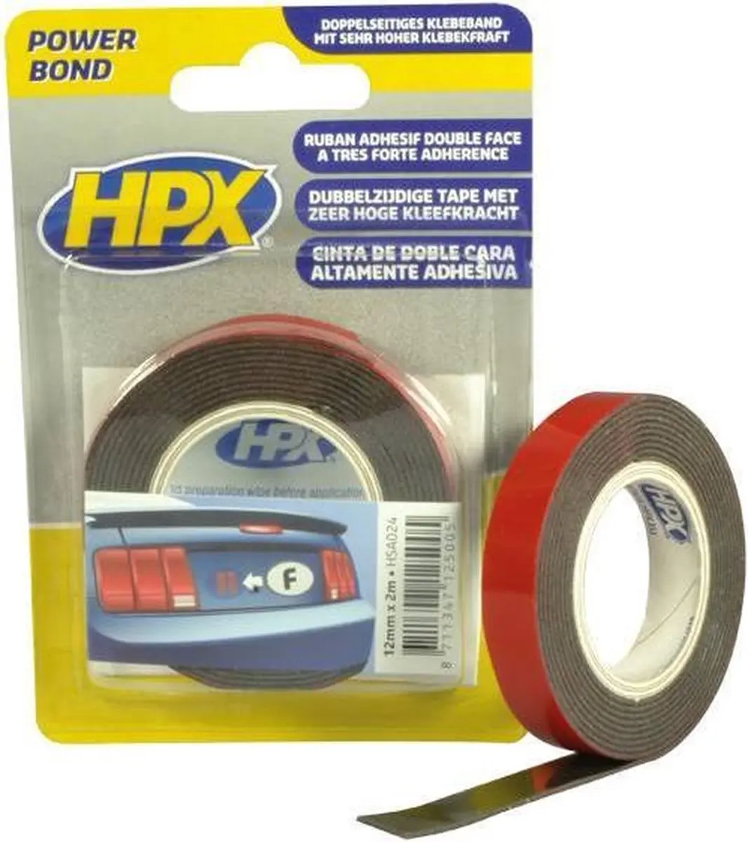 HPX HSA Bevestigingstape Antraciet 12mm x 2m
