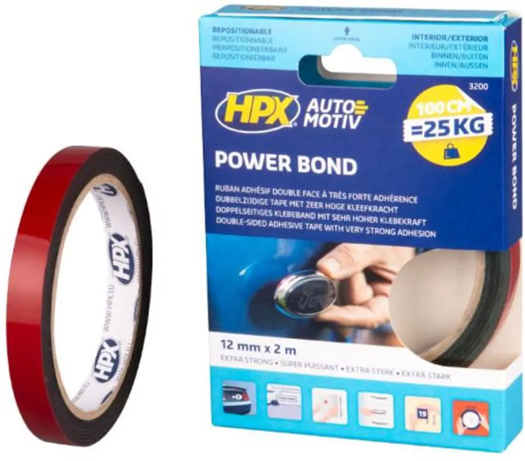 HPX HSA Bevestigingstape Antraciet 12mm x 2m