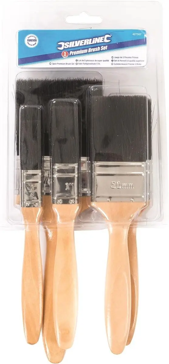 Silverline Schilderskwasten Set 5-delig - 5 maten - Zwart
