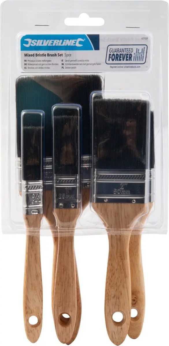 Silverline Schilderskwasten Set 5-delig - 5 maten - Zwart