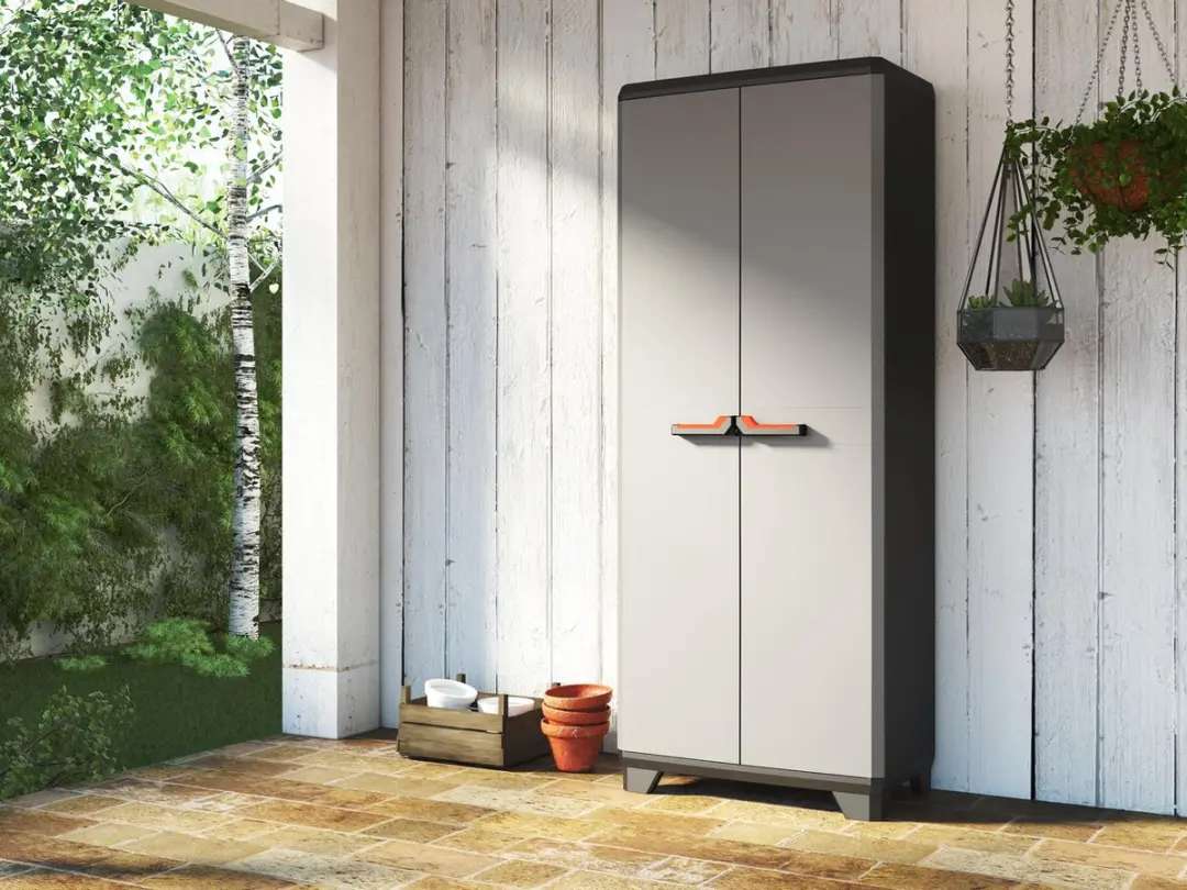 Keter Stilo Hoge Kast 68x39x173cm - 3 Planken - Donkergrijs/Zwart