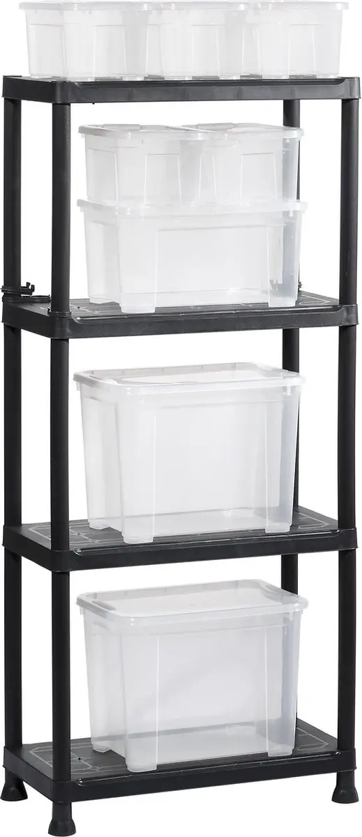 Keter Stellingkast Plus 60/4 - 4 Planken 60x30x135cm Zwart