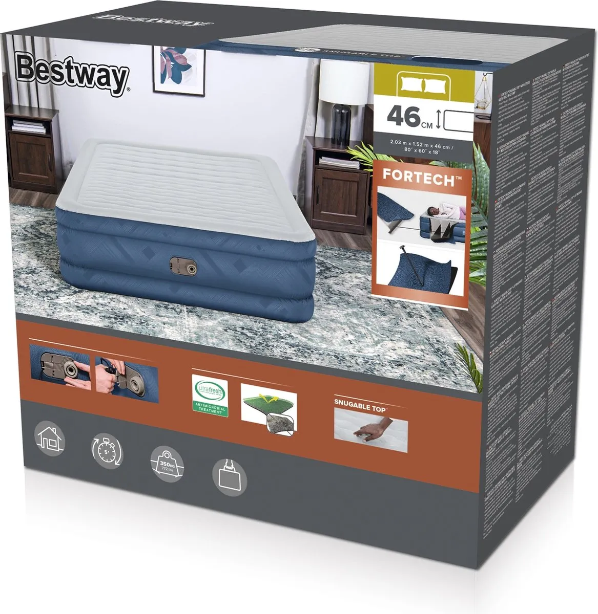 Bestway Fortech Tough Guard Snugable Luchtbed Queensize 152cm