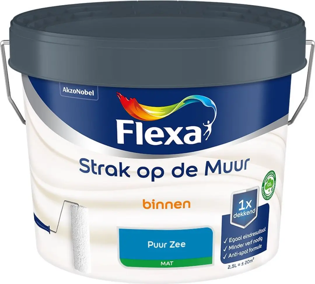 Flexa Strak Op De Muur Binnen Mat Puur Zee Mengverf 2,5L