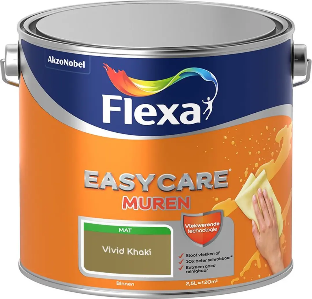 Flexa Easycare Muren Vivid Khaki Mengverf 2,5L