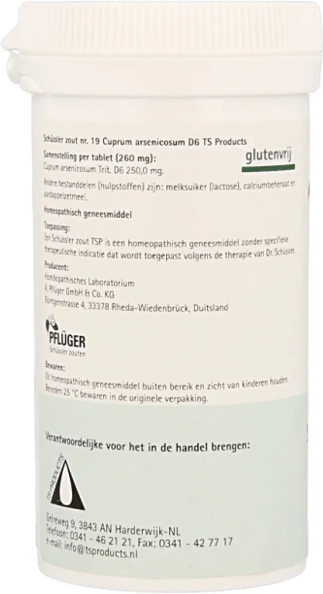 Pfluger Schüssler Zout nr 19 Cuprum Arsenicosum D6 - 400 Tabletten