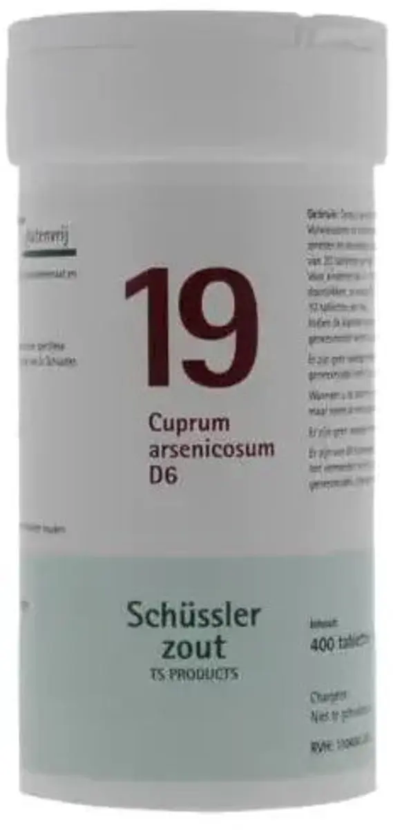 Pfluger Schüssler Zout nr 19 Cuprum Arsenicosum D6 - 400 Tabletten