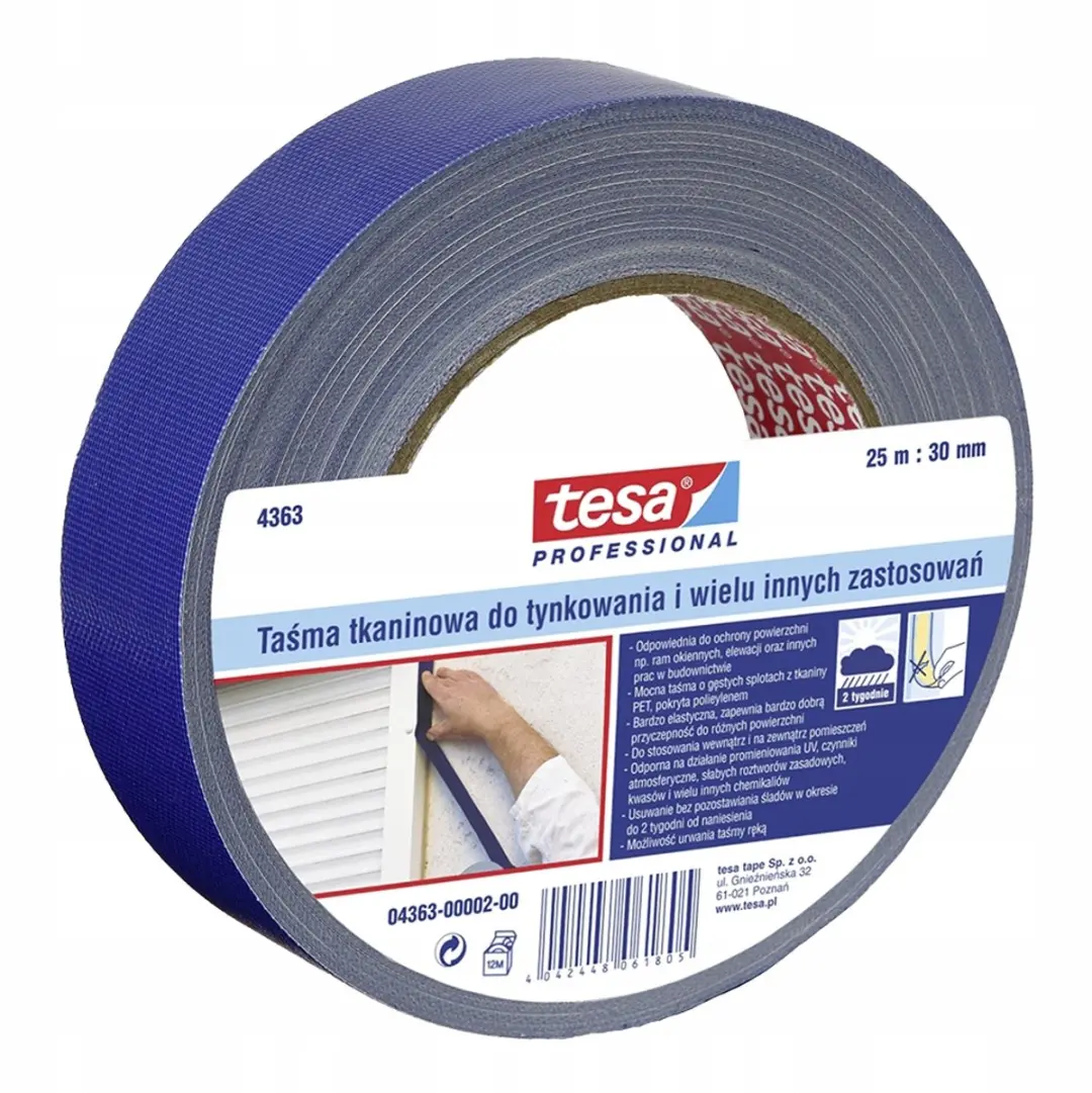 Tesa Professional Gipstape 04363-00002-02 - 25m x 30mm - Blauw
