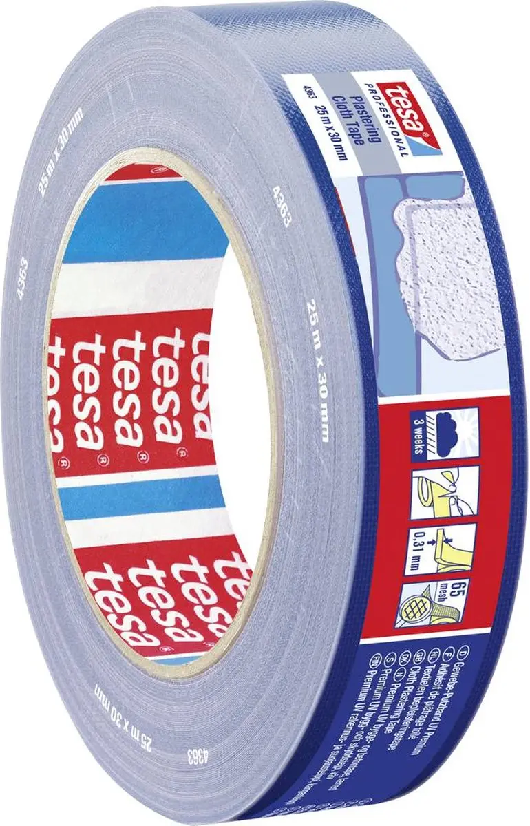 Tesa Professional Gipstape 04363-00002-02 - 25m x 30mm - Blauw