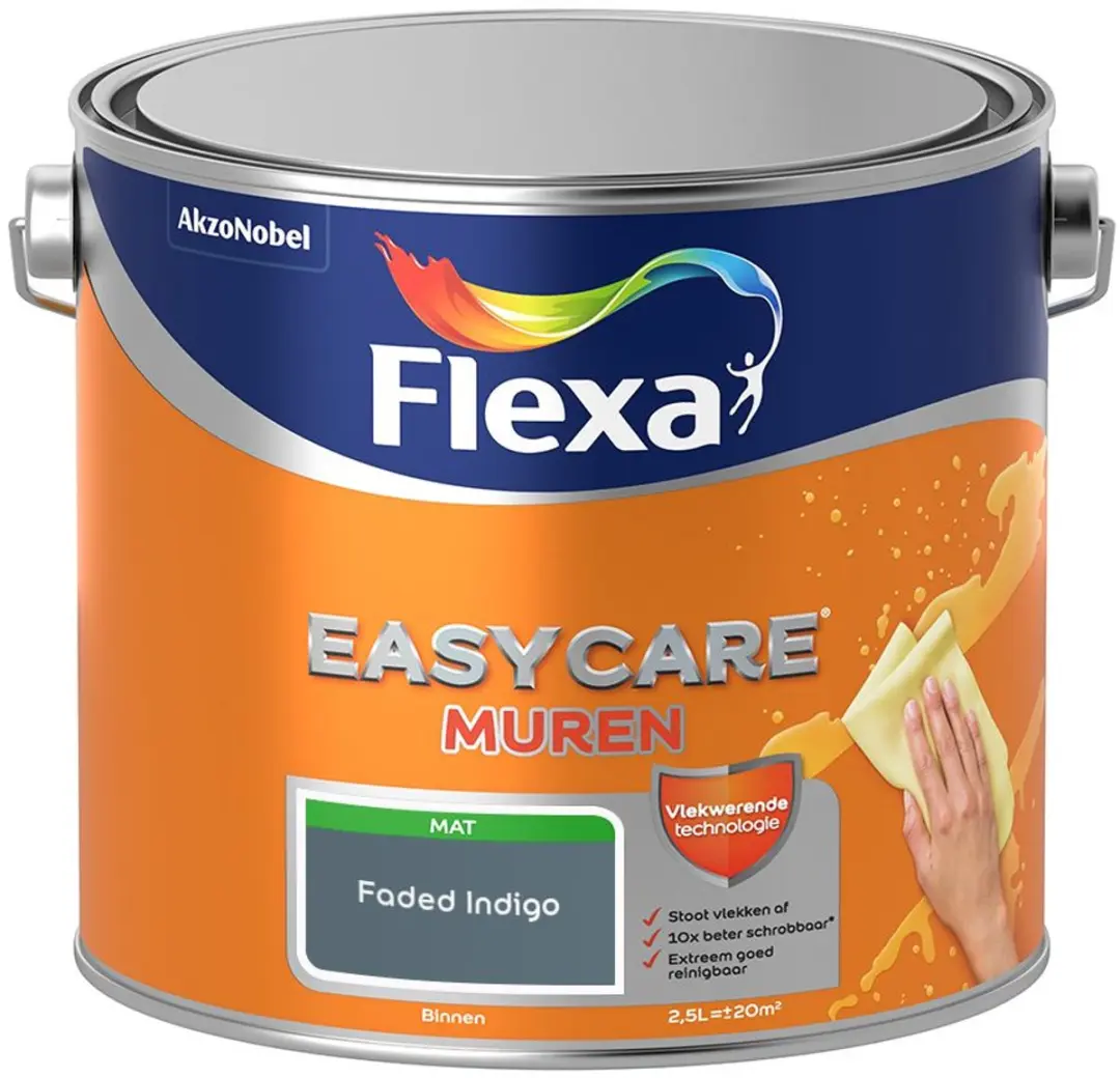 Flexa Easycare Muren Faded Indigo Mengverf 2,5L