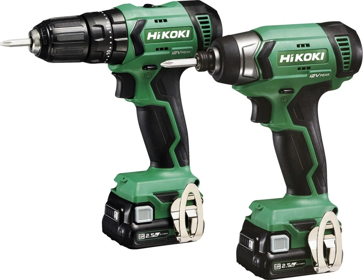 Hikoki KC12DA Combokit 12V - Klopboormachine + Slagschroevendraaier - 2x 2,5Ah