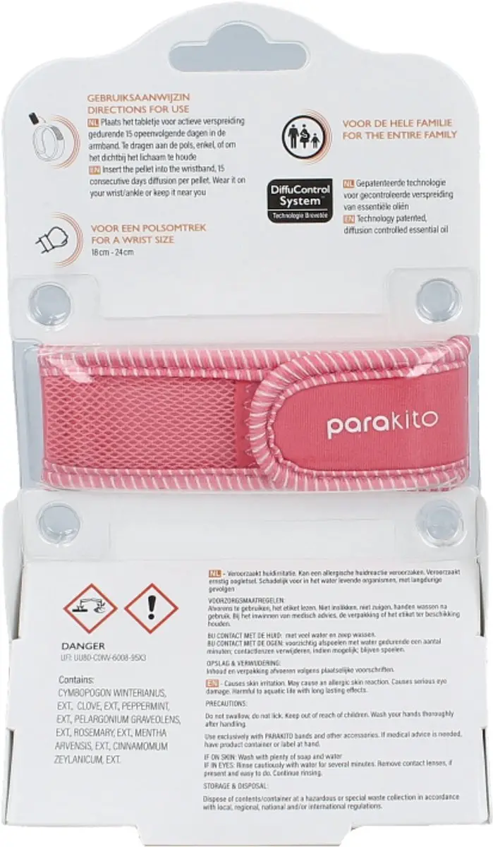 Parakito Anti-Muggen Armband Dreams - Natuurlijk & Waterbestendig - Roze