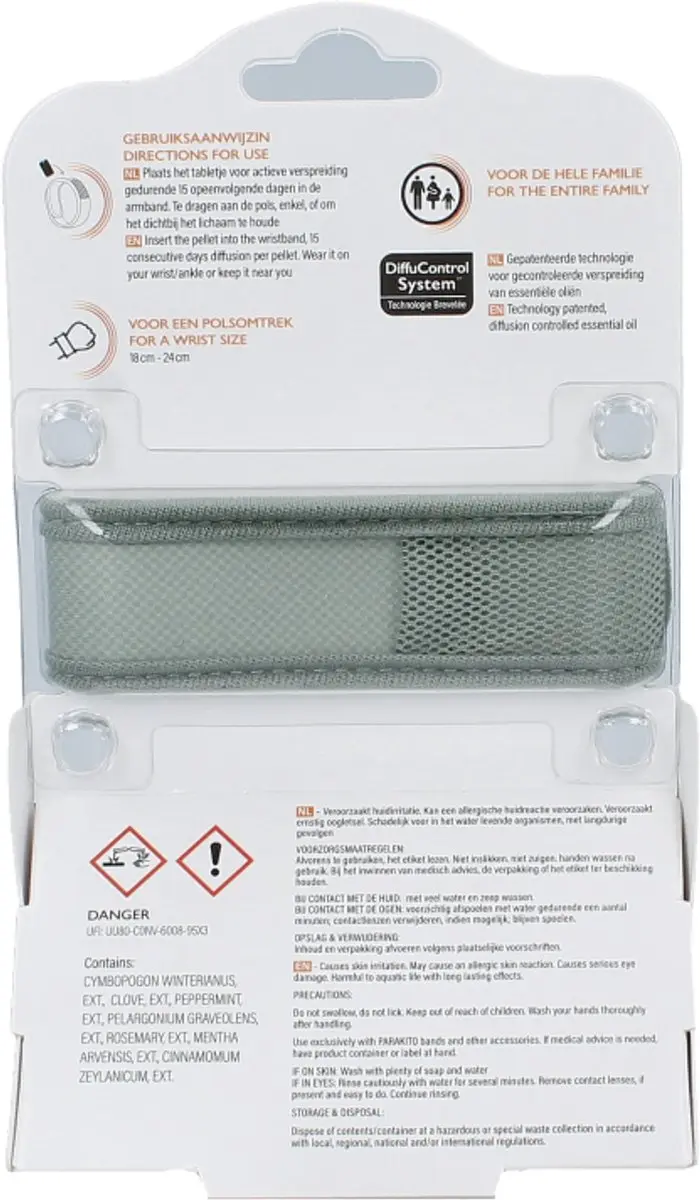 Parakito Anti-Muggen Armband Volwassenen - Kaki - Navulbaar