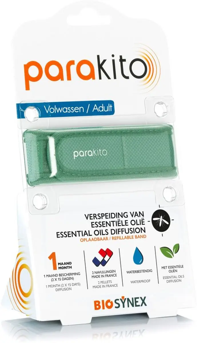 Parakito Anti-Muggen Armband Volwassenen - Kaki - Navulbaar