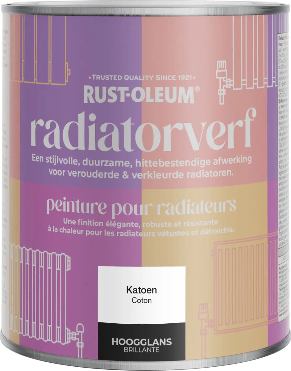 Rust-Oleum Wit Radiatorverf Hoogglans 750ml - Katoen