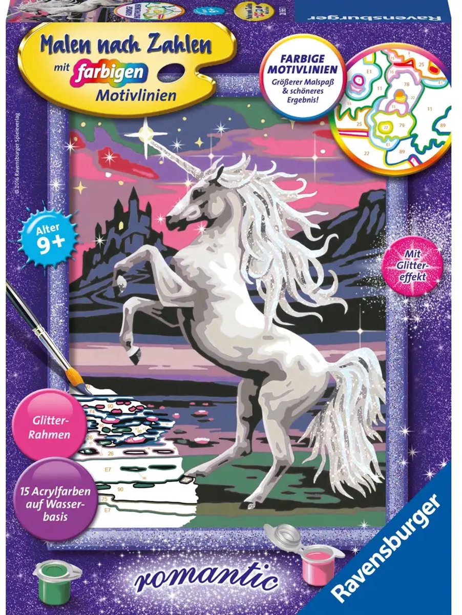 Ravensburger schilderen magisch eenhoorn schilderen op nummer set acryl.