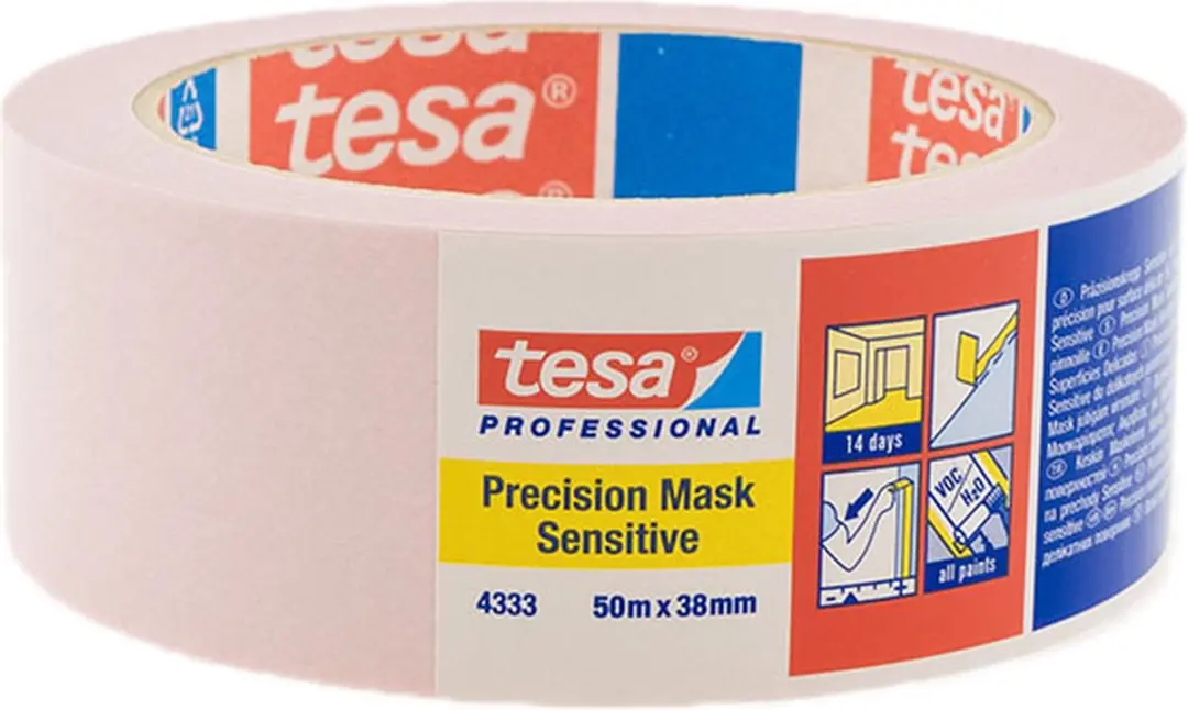 Tesa Precision Sensitive Masking Tape 50m x 38mm Roze - afbeelding 6 van 6