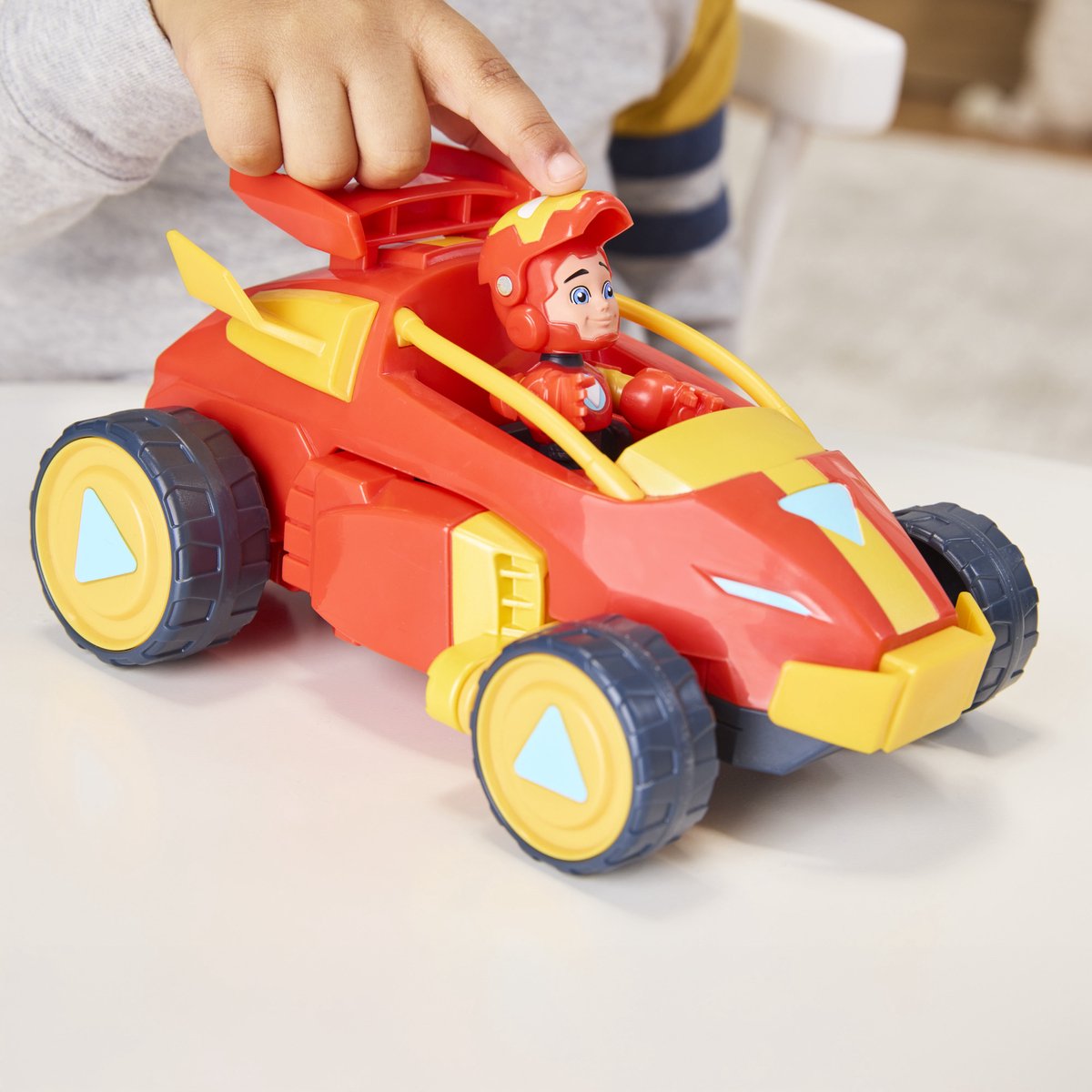 Marvel Iron Man and His Awesome Friends, 2-in-1 mech-pak en voertuig, actiefiguur en speelgoedvoertuig