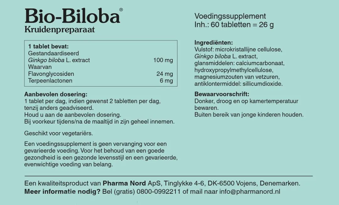 Pharma Nord Bio-Biloba Voedingssupplement 60 Tabletten