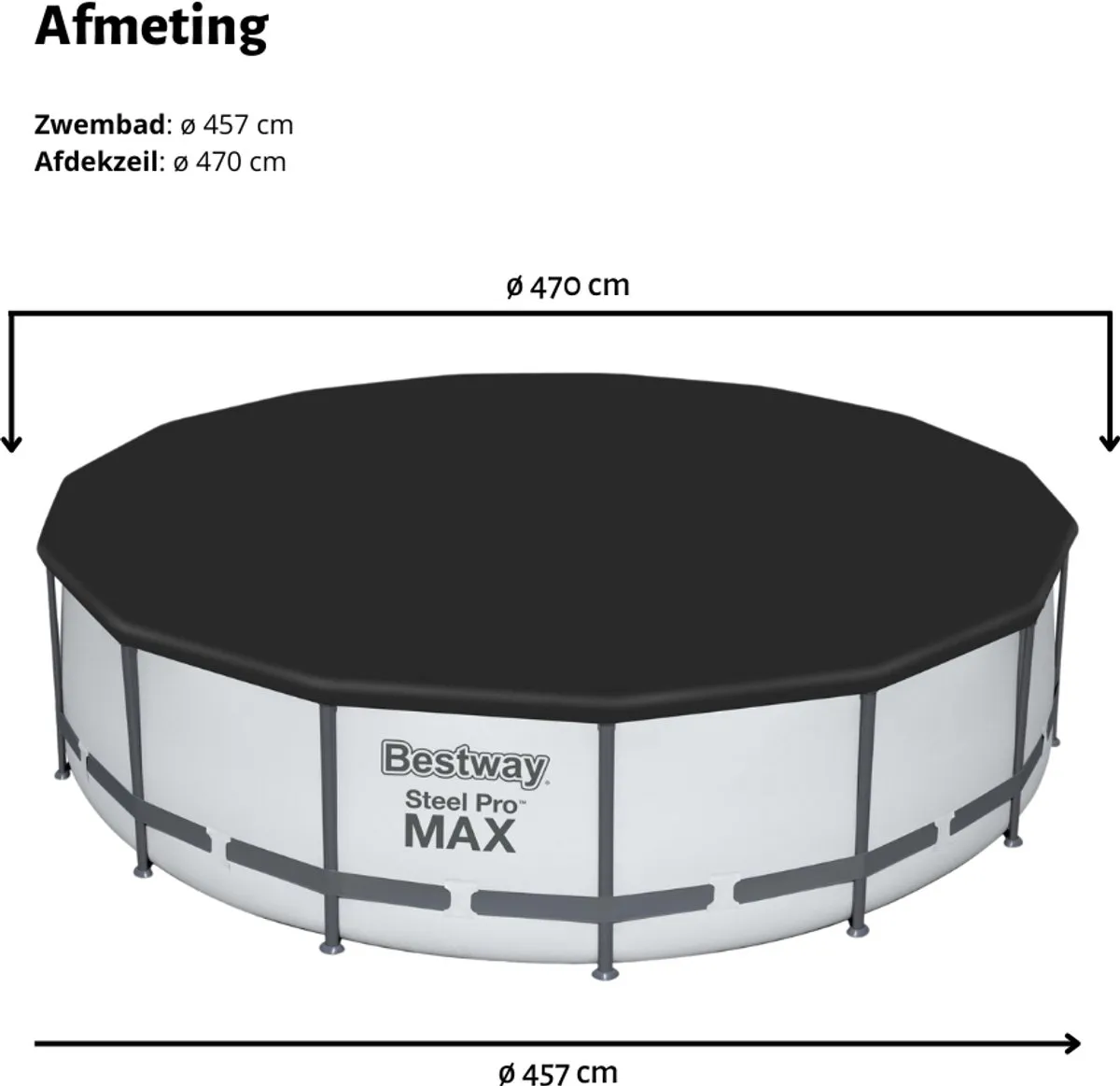 Bestway Zwembad Afdekzeil Ø470cm - Zwart - afbeelding 3 van 3