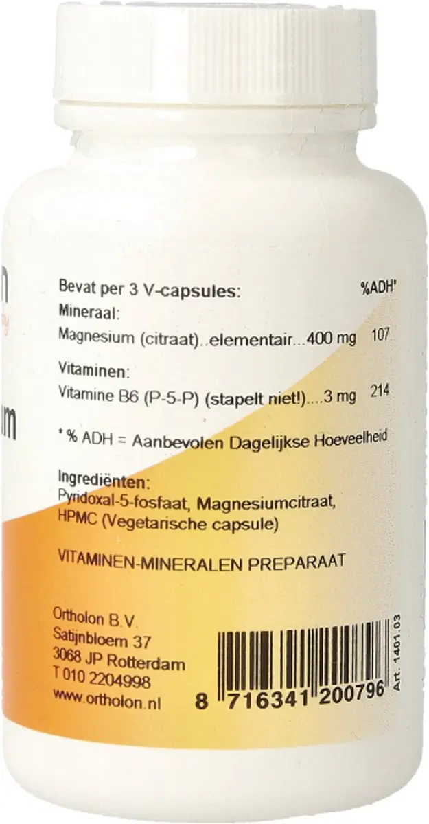 Ortholon Magnesium citraat 60 Vegetarische capsules