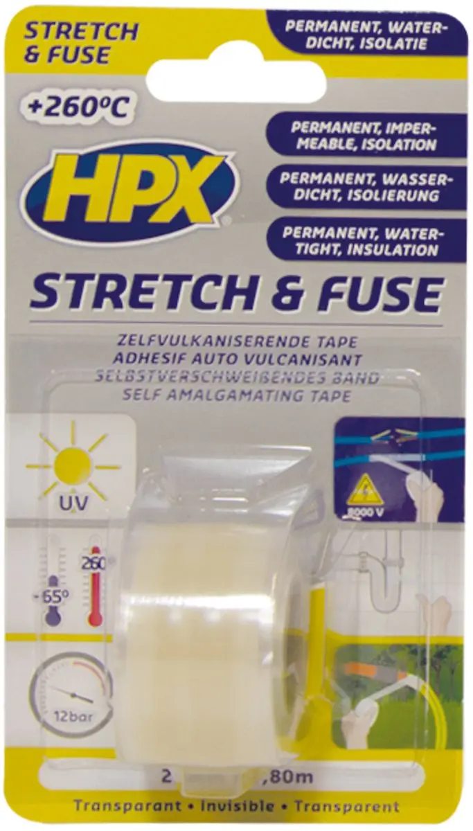 HPX Stretch & Fuse Tape 25mm x 1,80m - Transparant