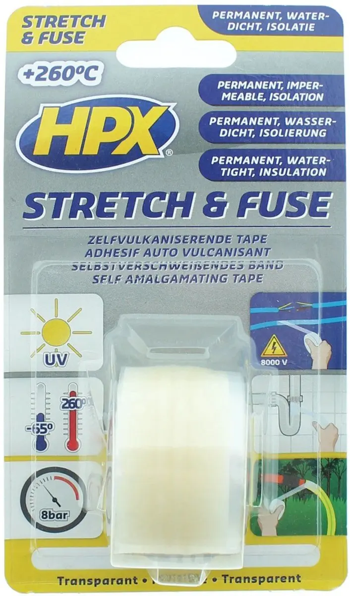 HPX Stretch & Fuse Tape 25mm x 1,80m - Transparant
