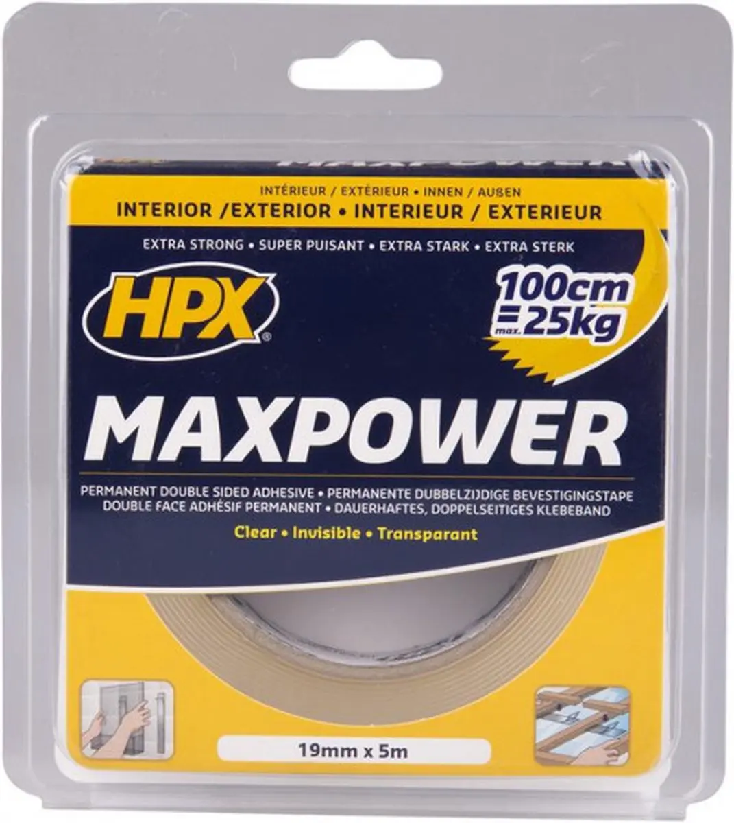 HPX Max Power Transparante Bevestigingstape 19mm x 5m