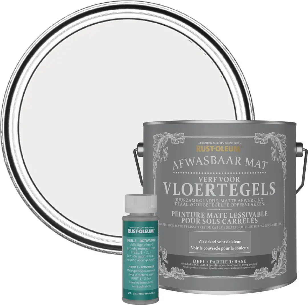 Rust-Oleum Grijs Afwasbare Vloertegelverf Fleur 2,5L