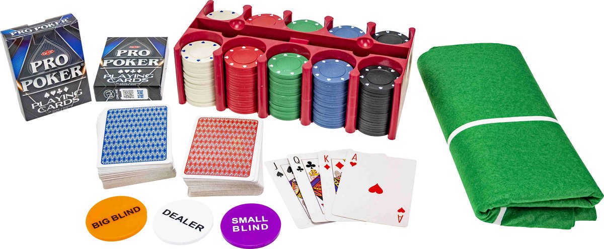 Tactic Pro Poker Texas Hold'em Set – Pokerset – Luxe Aluminium Koffer – 200 Chips van 11,5 gram – Inclusief Kaarten, Dobbelstenen en Dealer Button – Vanaf 14 Jaar